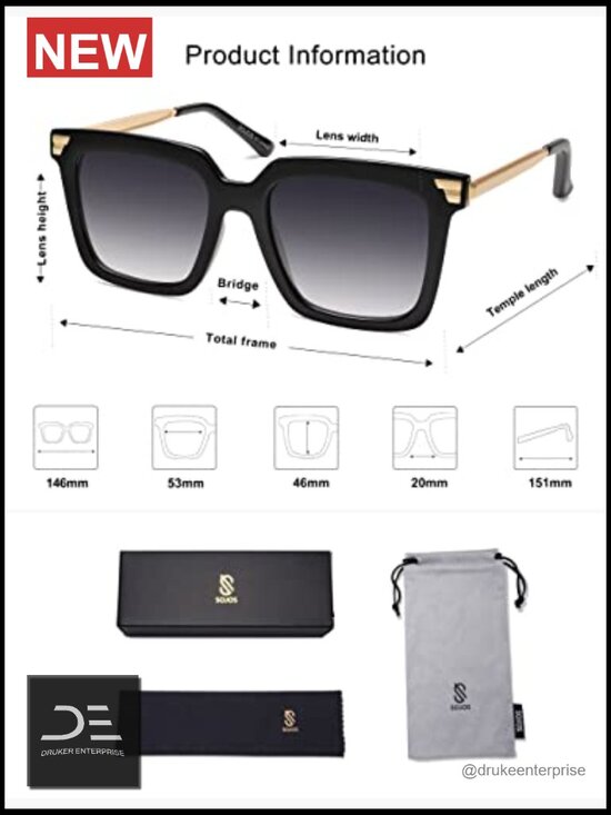 Retro Oversized Square Sunglasses with UV400 Protection